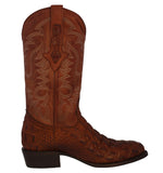 Mens #110 Cognac Alligator Back Print Leather Cowboy Boots - Round Toe