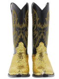 Women's Gold Sequins Western Rodeo Cowboy Boots Snip Toe
