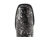 Women's Black Sequins Western Rodeo Cowboy Boots Square Toe