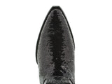 Women's Black Sequins Western Rodeo Cowboy Leather Boots J Toe