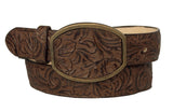 Mens #475F Brown Western Belt Leather Floral - Removable Buckle