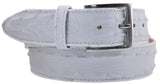 Mens Black Crocodile Tail Print Leather Belt - Silver Removable Buckle