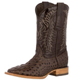 Mens #140N Brown Cowboy Boots Crocodile Hornback Print - Square Toe