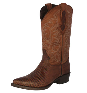 Mens Cognac Teju Lizard Print Leather Cowboy Boots J Toe