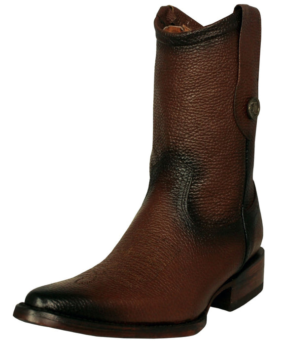 Mens Dean Brown Western Boots Leather Zipper - J Toe