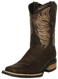 Mens #300 Brown Western Boots Leather Rubber Soles - Square Toe