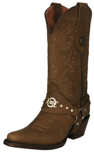 Womens Jane Light Brown Western Boots Leather Removable Strap - Snip Toe