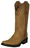 Womens Cassidy Honey Brown Western Boots Leather Rubber Sole - Square Toe