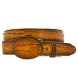 Mango Western Belt Crocodile Tail Print Leather - Rodeo Buckle