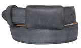 Black Gray #225 Western Belt Solid Leather - Removable Buckle