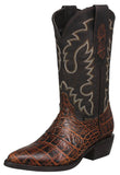 Mens #125 Chedron Cowboy Boots Crocodile Big Belly Print - J Toe