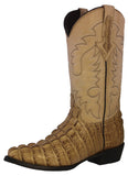 Mens Sand Alligator Tail Print Leather Cowboy Boots J Toe