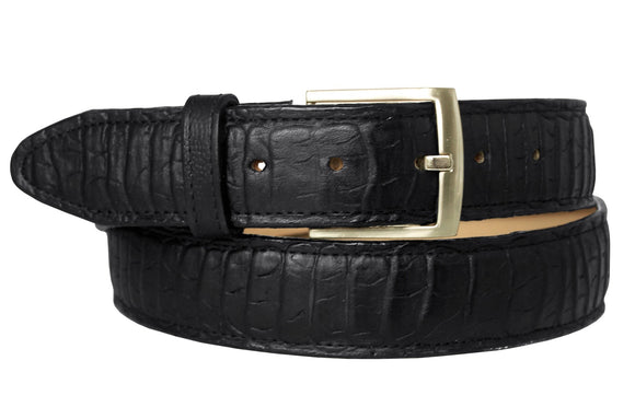 Black #220F Western Belt Ostrich Leg Print Leather - Removable Buckle