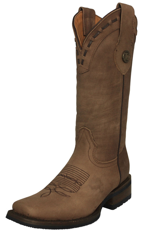 Womens Cassidy Light Brown Western Boots Leather Rubber Sole - Square Toe