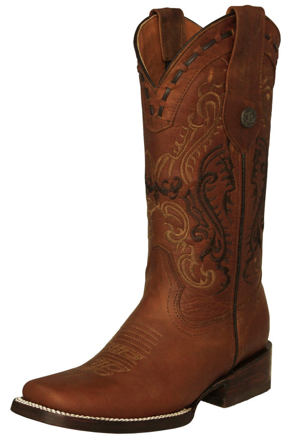 Womens Dallas Cognac Western Boots Leather - Square Toe