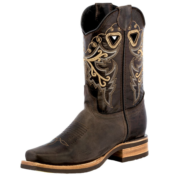 Womens Jesse Dark Brown Western Cowboy Boots Leather - Square Toe