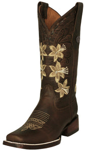 Womens Annie Brown Western Boots Leather - Square Toe