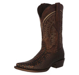 Mens Chedron Snake Print Leather Cowboy Boots - Snip Toe