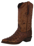 Mens Brown Alligator Back Print Leather Cowboy Boots J Toe