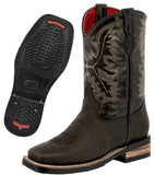 Kids Toddler Western Cowboy Boots Smooth Square Toe Brown - #108