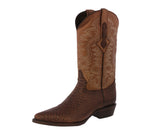 Mens Brown Snake Python Print Leather Cowboy Boots J Toe