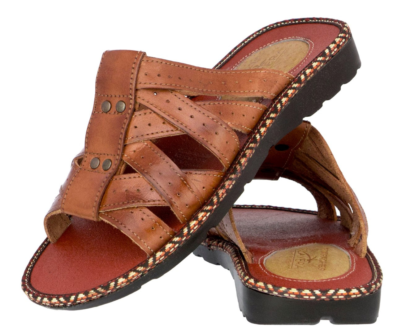 Mens Authentic Huaraches Real Leather Sandals Slides Cognac 130 Cowboy Boot Pro