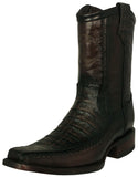 Mens Brown Cowboy Boots Crocodile Print Leather Zipper - Square Toe