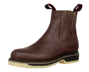Mens Burgundy Leather Work Boots Soft Toe Shock Absorbing - #023SA