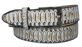 Natural Western Cowboy Belt Snake Print Leather - Silver Buckle