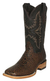 Mens #170N Brown Cowboy Boots Sea Turtle Shell Print - Square Toe