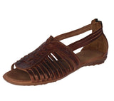 Womens Authentic Huaraches Real Leather Sandals Zipper Cognac - #222