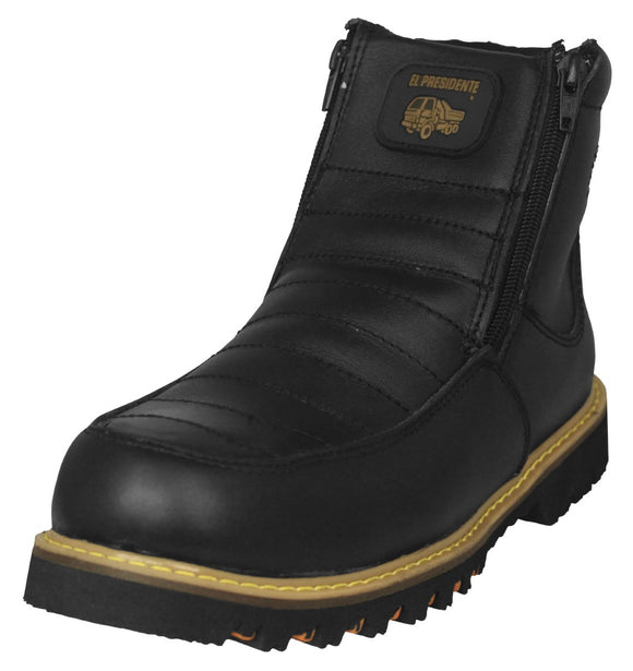 Mens 300TR Black Work Boots Leather Zipper - Soft Toe