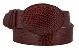 Burgundy Western Cowboy Belt Real Teju Lizard Skin Leather - Rodeo Buckle