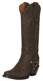 Womens Jane Brown Tall Western Boots Leather Removable Strap - Snip Toe
