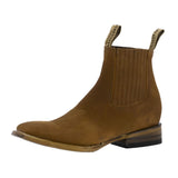 Mens Frances Light Brown Chelsea Leather Boots - Square Toe
