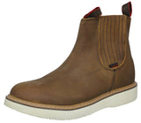 Mens #100RA Brown Work Boots Leather Elastic Gusset  - Soft Toe