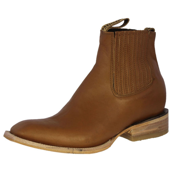 Mens Honey Brown Chelsea Boots Solid Leather - Square Toe