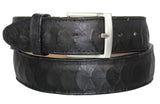 Black #180A Western Belt Snake Print Leather - Removable Buckle
