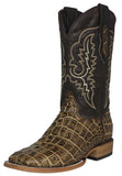 Mens #125N Sand Cowboy Boots Crocodile Big Belly Print - Square Toe