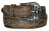 Rustic Brown #215 Western Belt Embroidered Leather - Removable Buckle