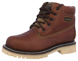 Mens Cognac Work Boots Leather Slip Resistant Lace Up Soft Toe - #600TR2