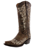 Womens Stella Brown Leather Cowboy Boots - Snip Toe