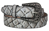 Natural Western Cowboy Belt Pirarucu Fish Leather - Silver Buckle