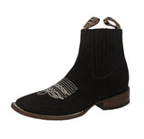 Mens Black Chelsea Ankle Boots Nubuck Leather - Square Toe