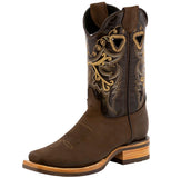 Womens Jesse Brown Western Cowboy Boots Leather Bota - Square Toe