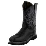 Mens S750 Black Leather Work Boots Slip Resistant Steel Toe