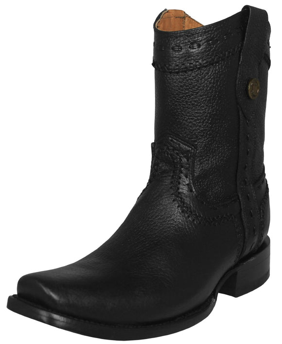Mens Dean Black Western Boots Leather Zipper - Square Toe