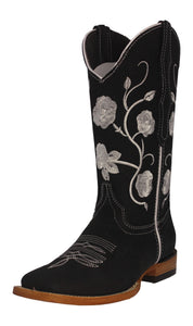 Womens Jatziry Black Western Boots Leather - Square Toe