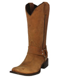 Mens Rider Light Brown Western Boots Leather Harness - Square Toe