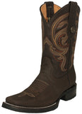 Mens #305 Brown Western Boots Leather Rubber Soles - Square Toe